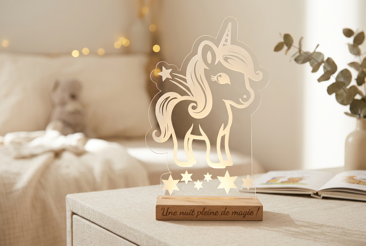 Veilleuse Licorne avec gravure