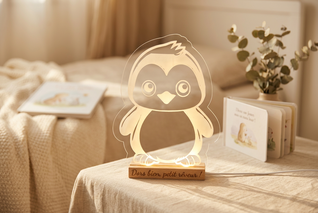 Veilleuse Pingouin avec gravure