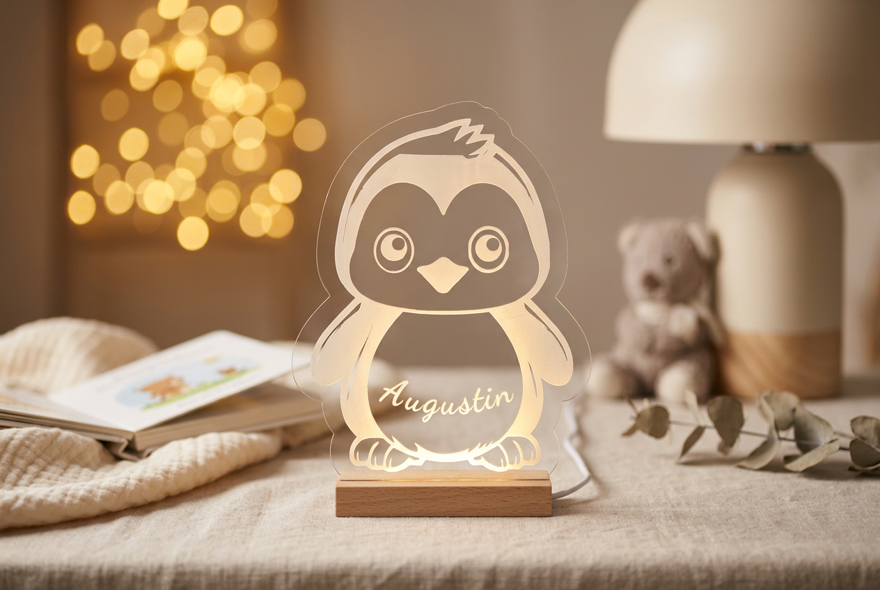 Veilleuse Pingouin avec prénom